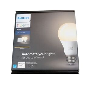 Philips Hue White A19 Smart Light Starter Kit, 60W LED, 2-Pack New in Box